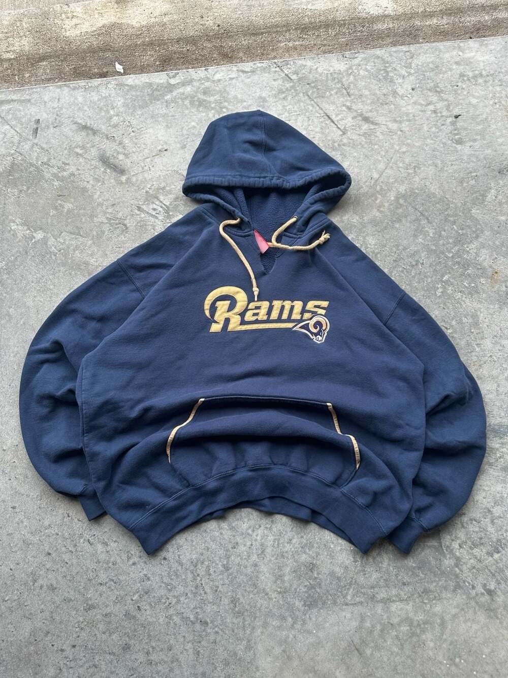 Vintage NFL St. Louis Rams Navy Blue Embroidered Hoodie Sweatshirt